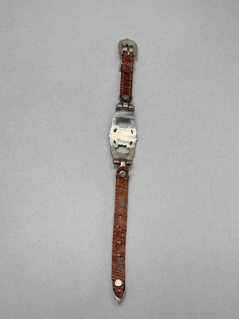 Brown Leather & Silver Vintage Brighton Bracelet 90's Western Style Size 8.5 - Picture 6 of 9